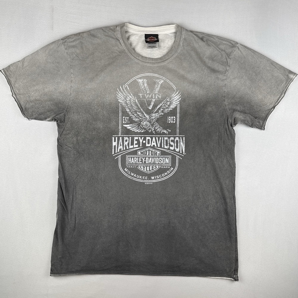 Harley Davidson Twin V Eagle Gradient Fade Dealer T Shirt Winona MN Large - Picture 2 of 13